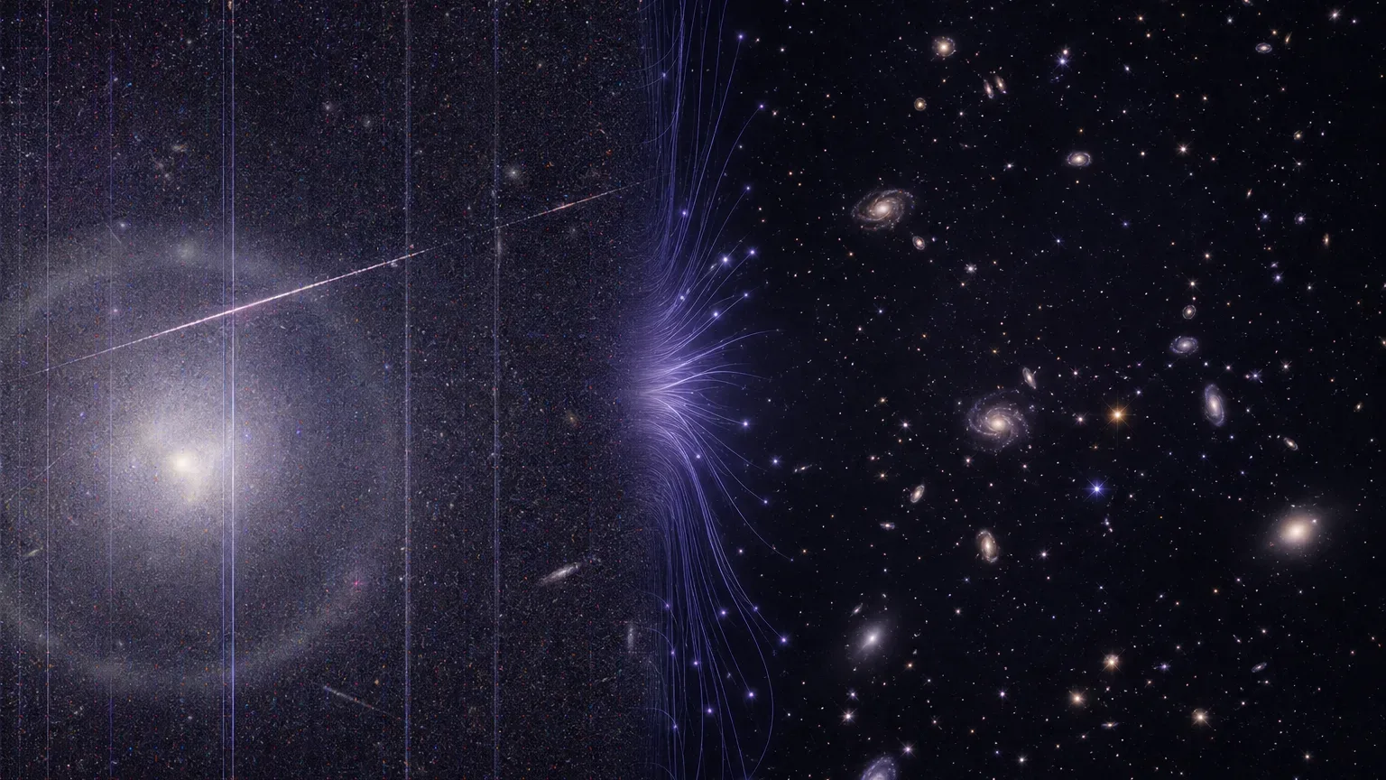 Ilustracja pokazująca odróżnianie sygnałów astronomicznych od zakłóceń w danych teleskopu.